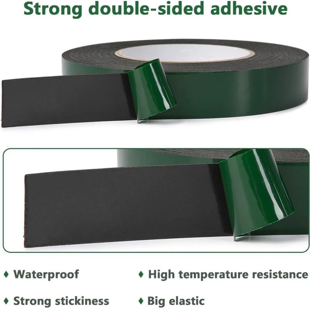 10M Double Sided Foam Tape 8-50cm Width Black PE Sponge Ultra-strong Self-adhesive Waterproof Heavy Duty Mounting Tape for Decor Qme