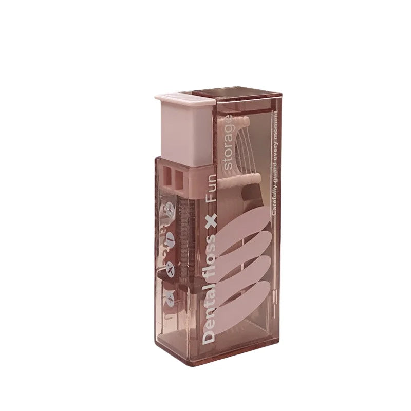 Automatic Dental Floss Storage Box Pop-up Dispenser Oral Hygiene Care Qme Pink