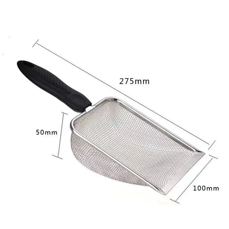 2X2mm Fine Pores Cat Sand Shovel Pet Supplies Stainless Steel Shovel Applicable Small Cat Litter Pet Feces Clean Filter Shovel Qme