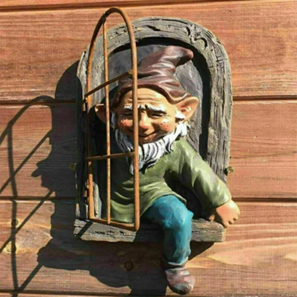 Creative Garden Statue Elf Go Out Tree Hug Suitable Home Courtyard Qme