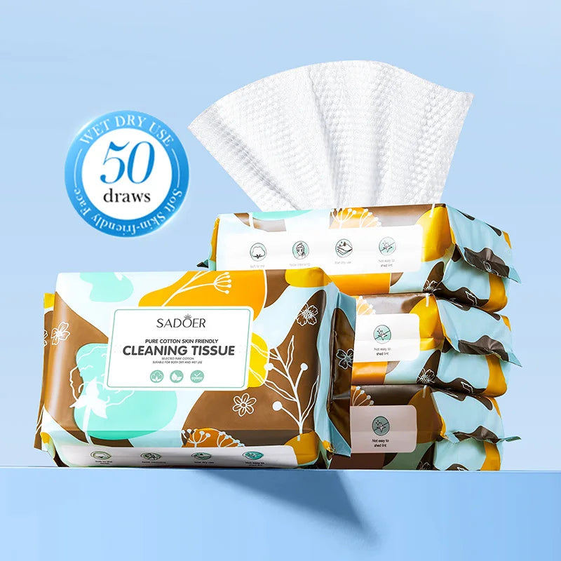50-Ply Cotton Face Wipes Skin Care Daily Makeup Remover Facial Qme