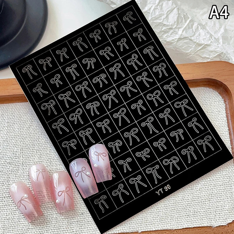 Airbrush Stencil Nails Heart Bow Stars Pattern Hollow Nail Sticker Qme A4