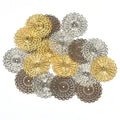 10Pcs 43x43mm Mixed Round Metal Crafts Flower Filigree Wraps Connectors For Jewelry Making Scrapbook Findings DIY Home Decor Qme Random mixed