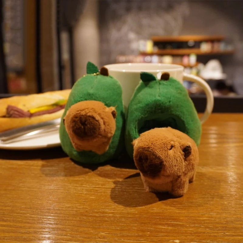 Creative Cute Avocado Capybara Plush Toy Doll Key Chain Plushie Qme