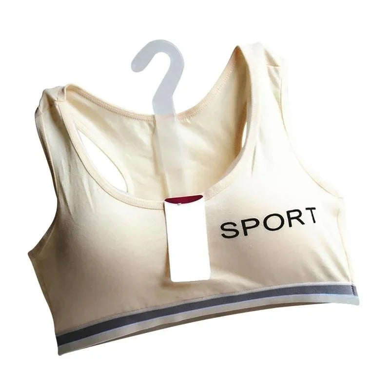 Teen Sports Bra Comfortable Seamless Padded Bralette Girls Women Gym Qme Nude