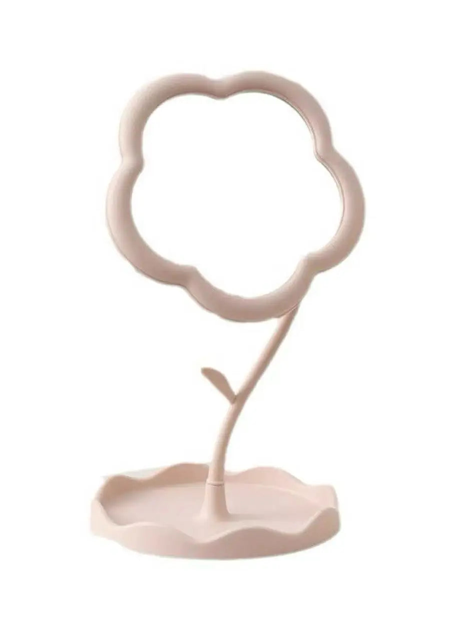 Stylish Floral Rotatable Cosmetic Mirror Lovely Dressing Storage Qme pink Other