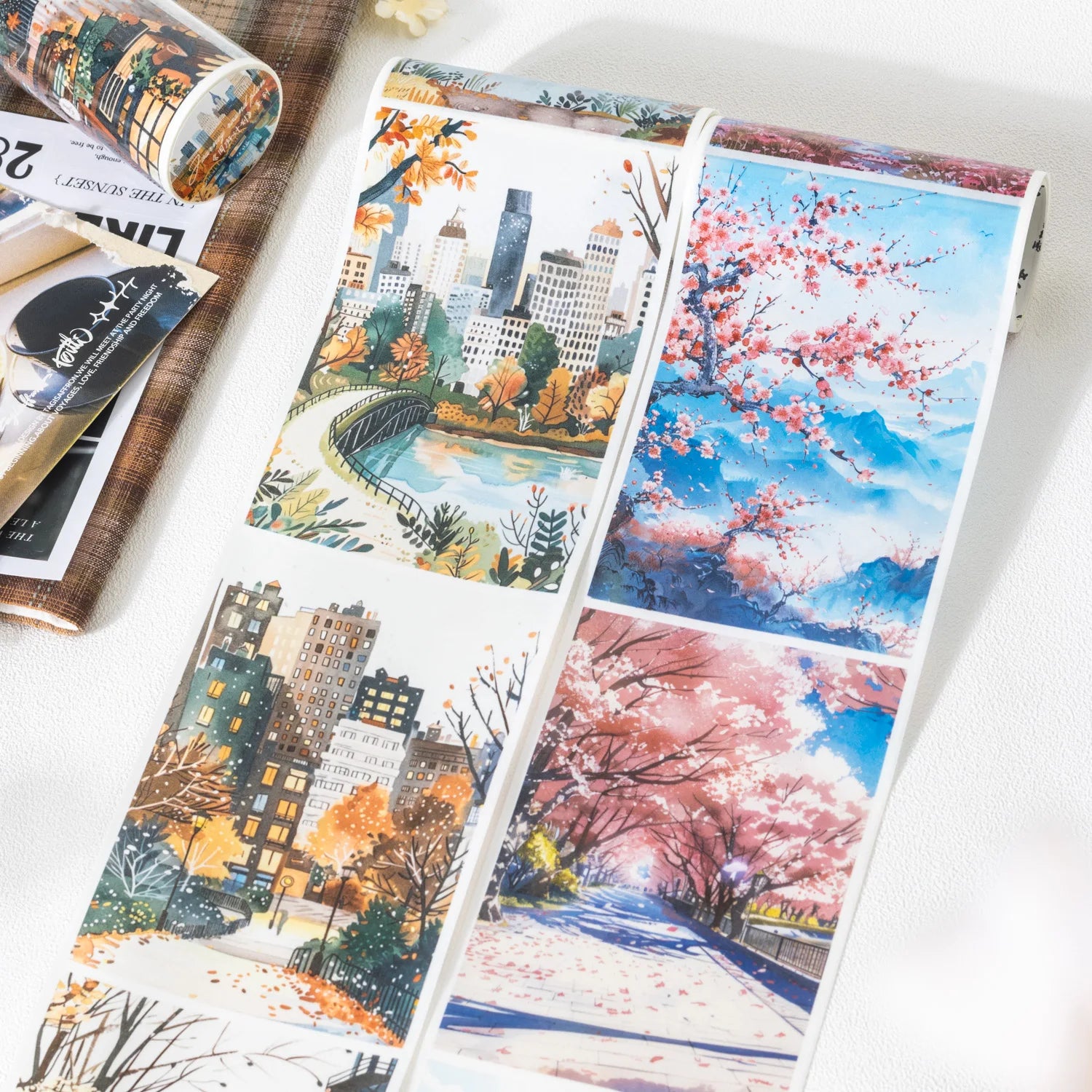 2M/Roll Landscape PET Tape Scrapbooking Junk Journal Creative Aesthetic Stationery Planner Deco Diary Stickers School Supplies Qme