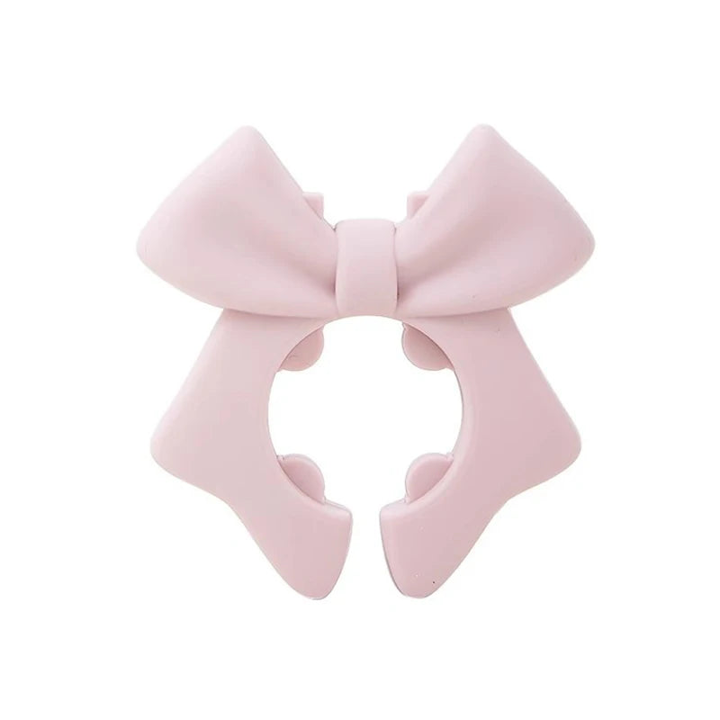 CC11Bow Spatula Holder Silicone Bow Shaped Spoon Rest Anti-scalding Qme Pink