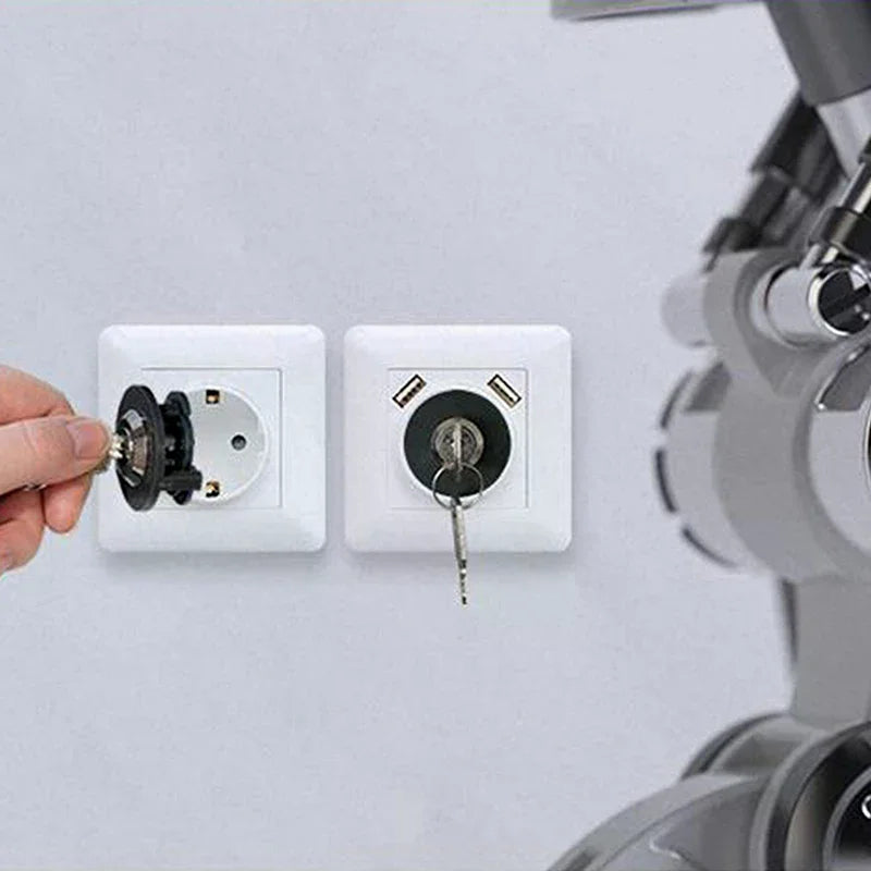 Socket Lock With Key Lockable Power Anti-Theft Lock Child For Protection Zinc Alloy Socket Lock Household Safety Lock Qme