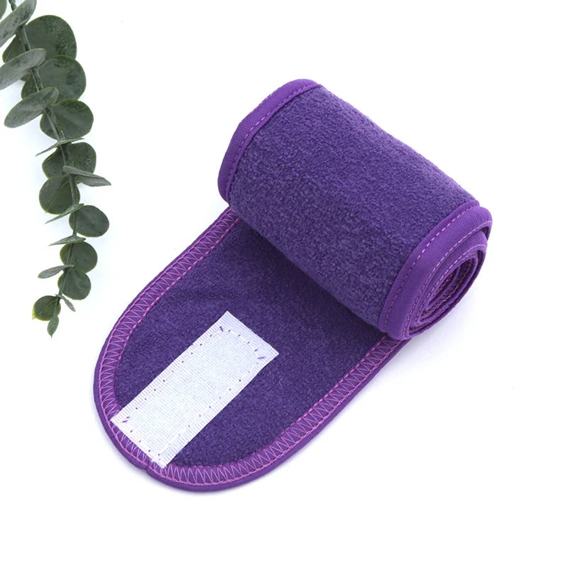 Women Head Band Adjustable SPA Facial Yoga Headband Bath Makeup Hair Qme PURPLE