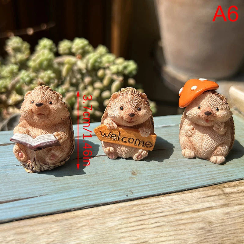 Mini Countryside Turtles Rabbits Hedgehog Statues Sculptures Yoga Qme A6
