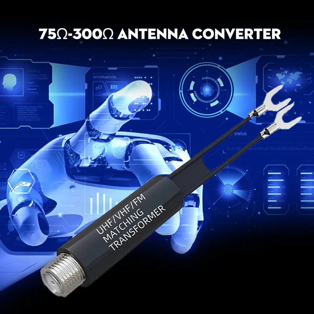 Transformer Adapter UHF/VHF/FM/TV F Cable 75-300 Ohm Balun Antenna Matching Transformer Adapter Cable Television Accessory Qme