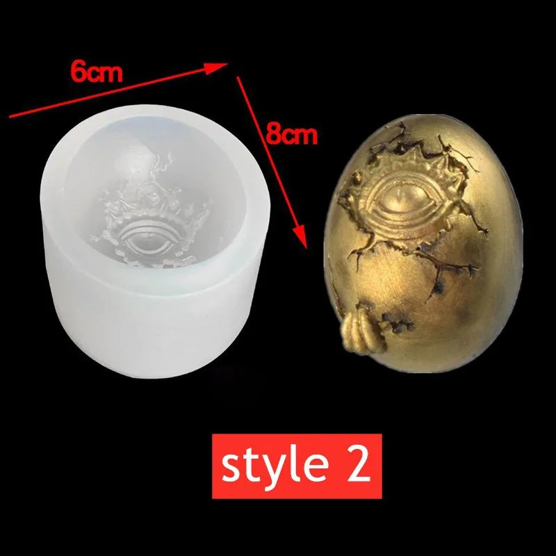 3 Styles Mirror Sleepy Dragon Dinosaur Sea Dragon Egg Silicone Mold for Resin Crafts DIY Epoxy Resin Molds Silicone Decoration Qme 02-Dragon Egg