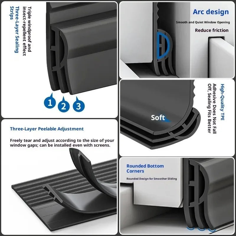 2 4M Self Adhesive Window Door Seal Strip Windproof Soundproof Qme