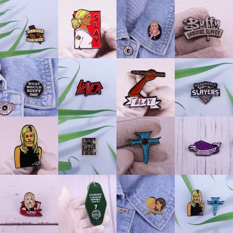 Classic Fantasy Film Vampire Hunters Enamel Pins Cross Book Backpack Shirt Lapel Metal Badge Jewelry Gift For Friends Wholesale Qme