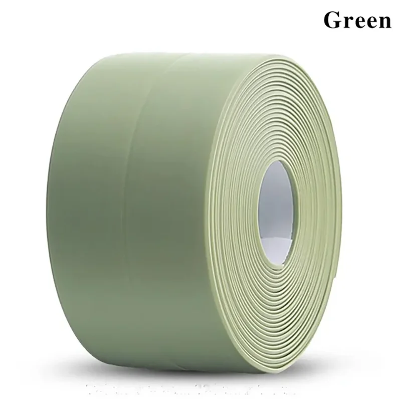 Waterproof Sealing Tape Strips PVC Self Adhesive Wall Sticker for Bathroom Shower Bath Seal Caulk Strip Kitchen Sink Mold Proof Qme 16M(52.5 Feet) Green 3.8CM(1.5inch)