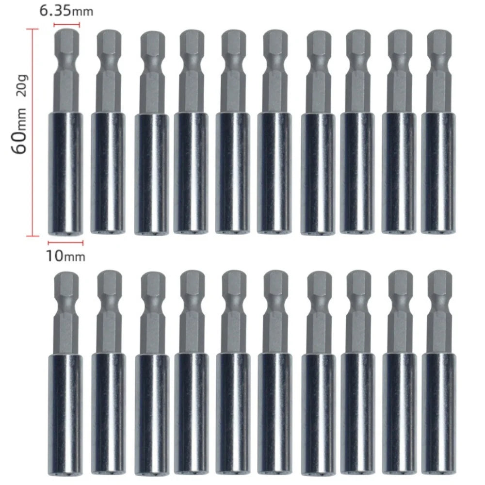 20-1PCS Hex Shank Drill Bit 60MM-150MM Magnetic Screwdriver Extended Link Screwdriver Head Holder Kit Rotary Tool Accessories Qme 60MM 20pcs