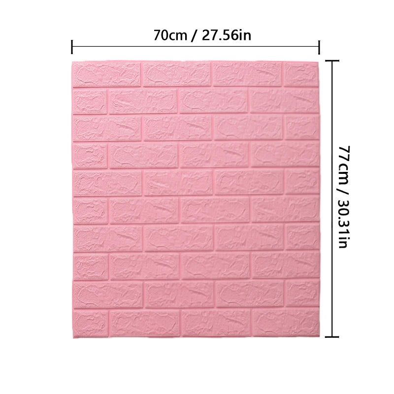 1-10pcs 77cm*70cm 3DWall Sticker Solid Color Faux Brick Bedroom Home Decor Waterproof Self Adhesive DIY Living Room Wallpaper Qme pink 10pcs-77cmX70cm