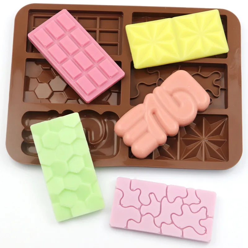 ^6 Grids Silicone Mini Rectangular Chocolate Mold Ice Plate Mousse Cake Decoration Baking Mold Biscuit Jelly Candy Tools DIY Qme