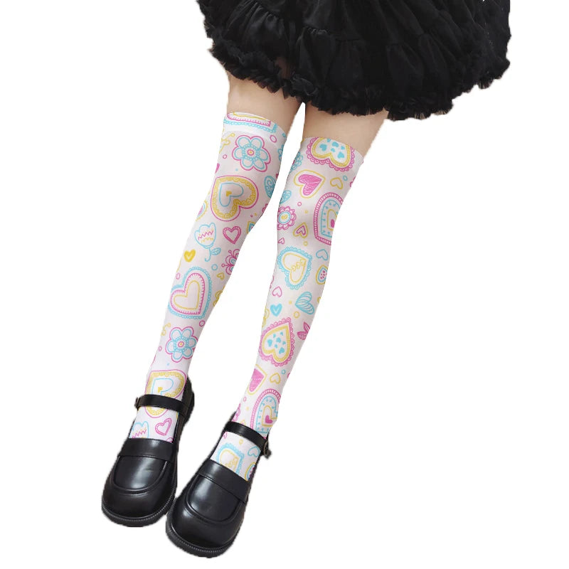 Cute Sweet Loli Stockings Fashion 3d Printing Striped Love Kawaii Qme style1 One Size