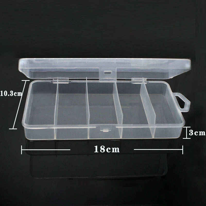 5 Compartments Fishing Tackle Box Storage Case Accessories Tools Fly Qme