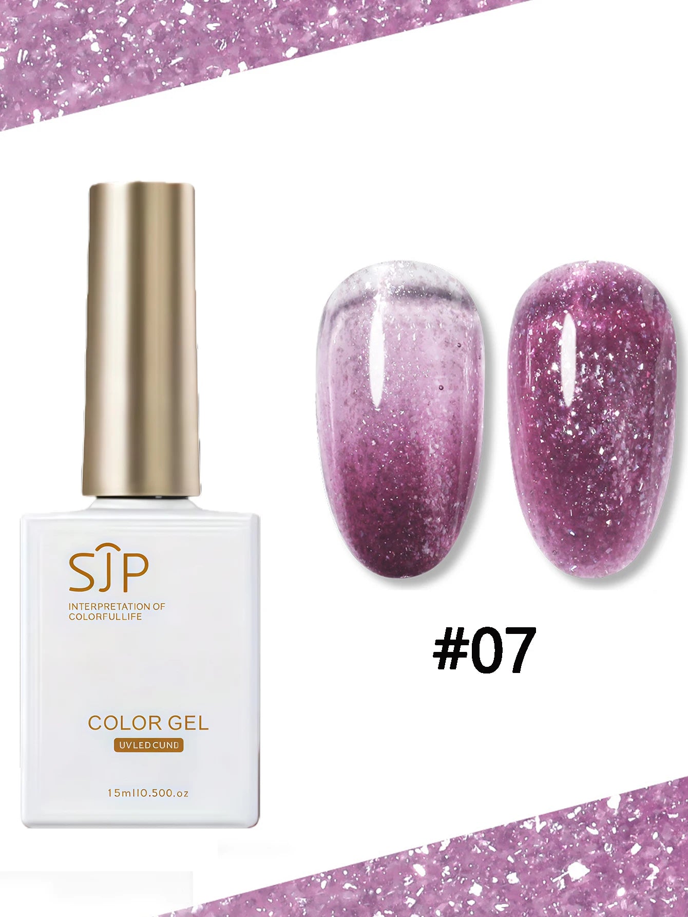 Colored Snowflake Opal Glitter Nail Polish Gel UV Suitable French Qme 07