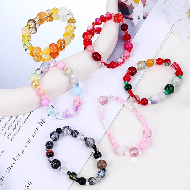 50g Assorted Glass Beads for Jewelry Making 2-10mm Colorful Crystal Beads for Bracelets Earrings Necklaces Crafts Making DIY Art Qme