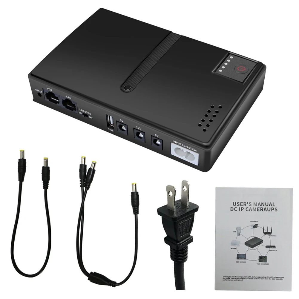 DC1018L Mini Portable UPS Backup Power Adapters 5V 9V 12V Uninterruptible Power Supply Battery Backup for WiFi Router Camera Qme US