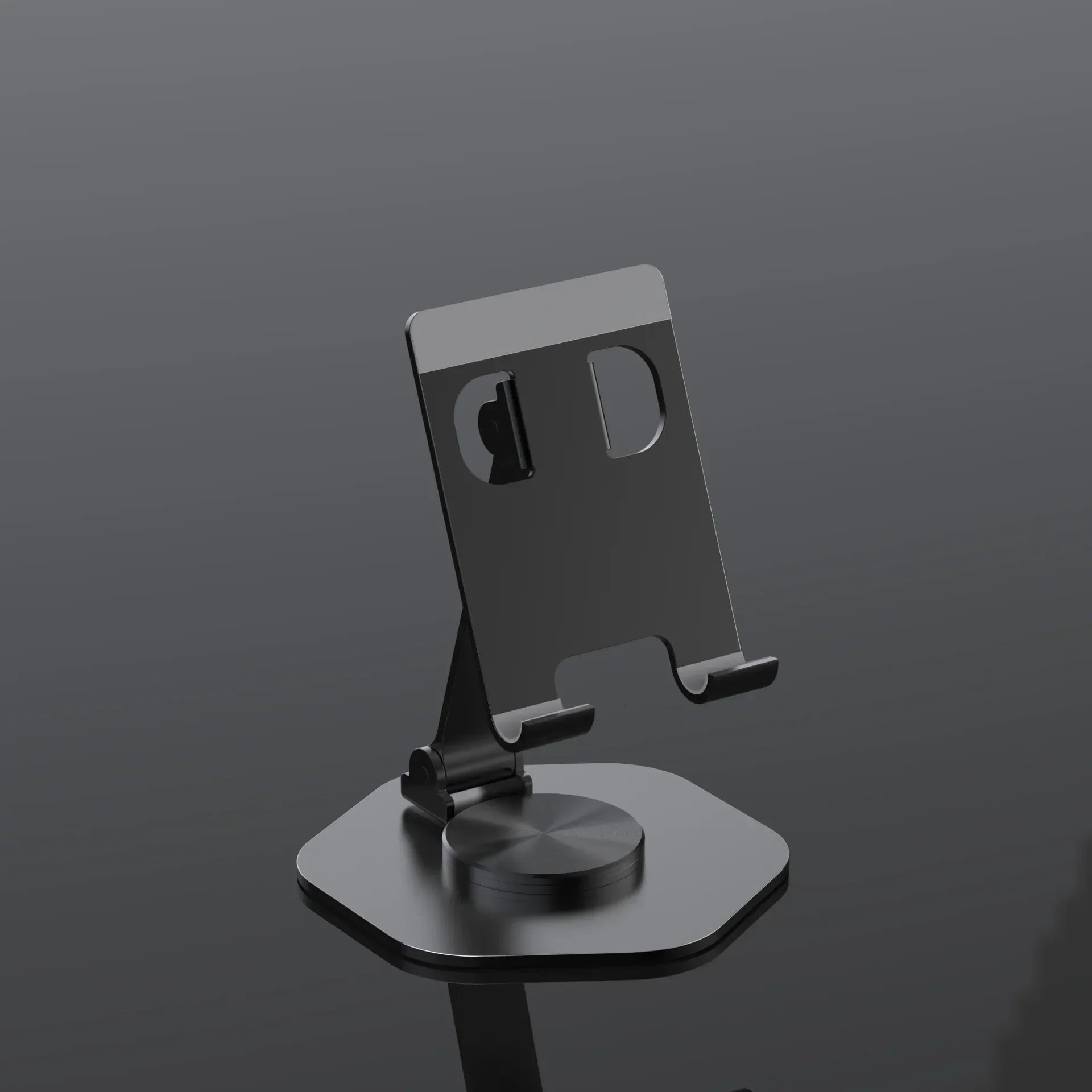 Metal Foldable and Portable 360 Degree Mobile Phone Desktop Bracket for Lazy Tablet Computer Aluminum Alloy Support Bracket Qme YY-020 black