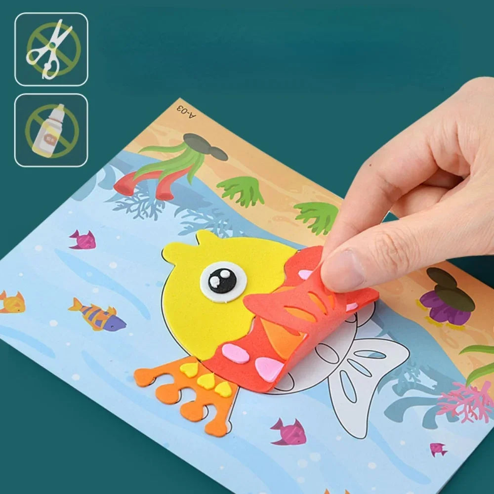 3D EVA Foam Sticker Puzzle Game DIY Cartoon Animal Craft Toys Kids Qme