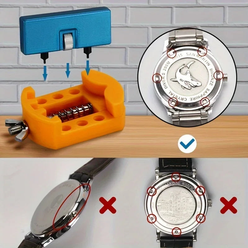 3 in 1 Repair Tool Set Watch Back Remover Tool Adjustable Opener Back Case Remover Watch Case Back Opener Repair Remover Holder Qme