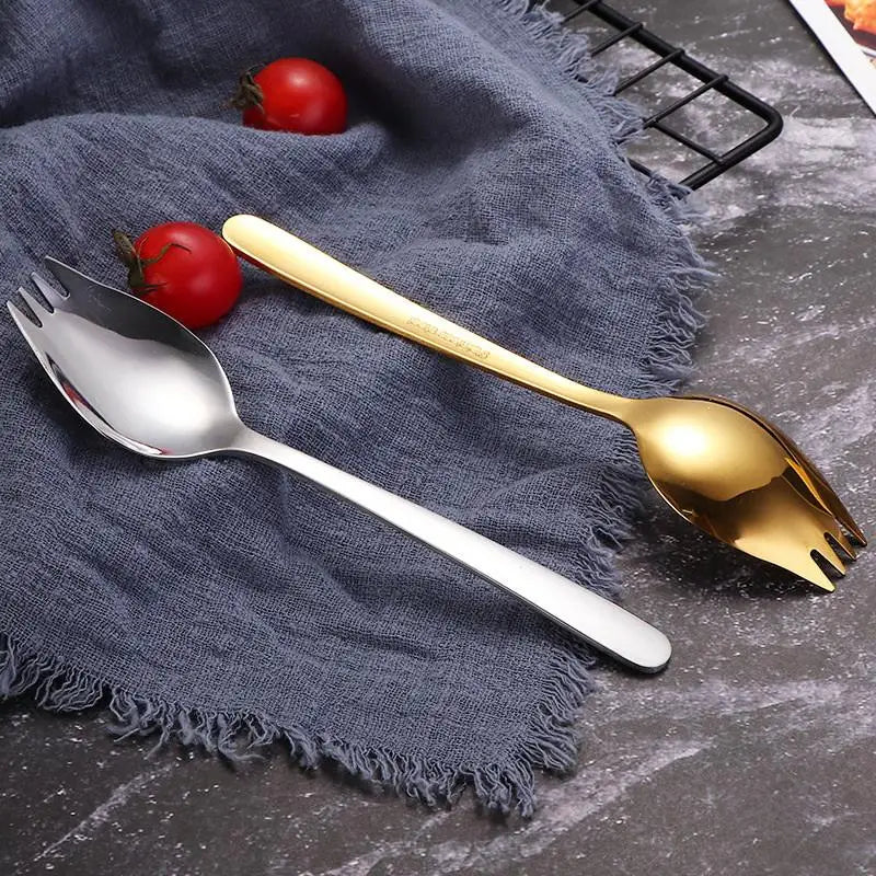Household Salad Spoon Fruit Fork Soup Portable Cutlery Stainless Qme