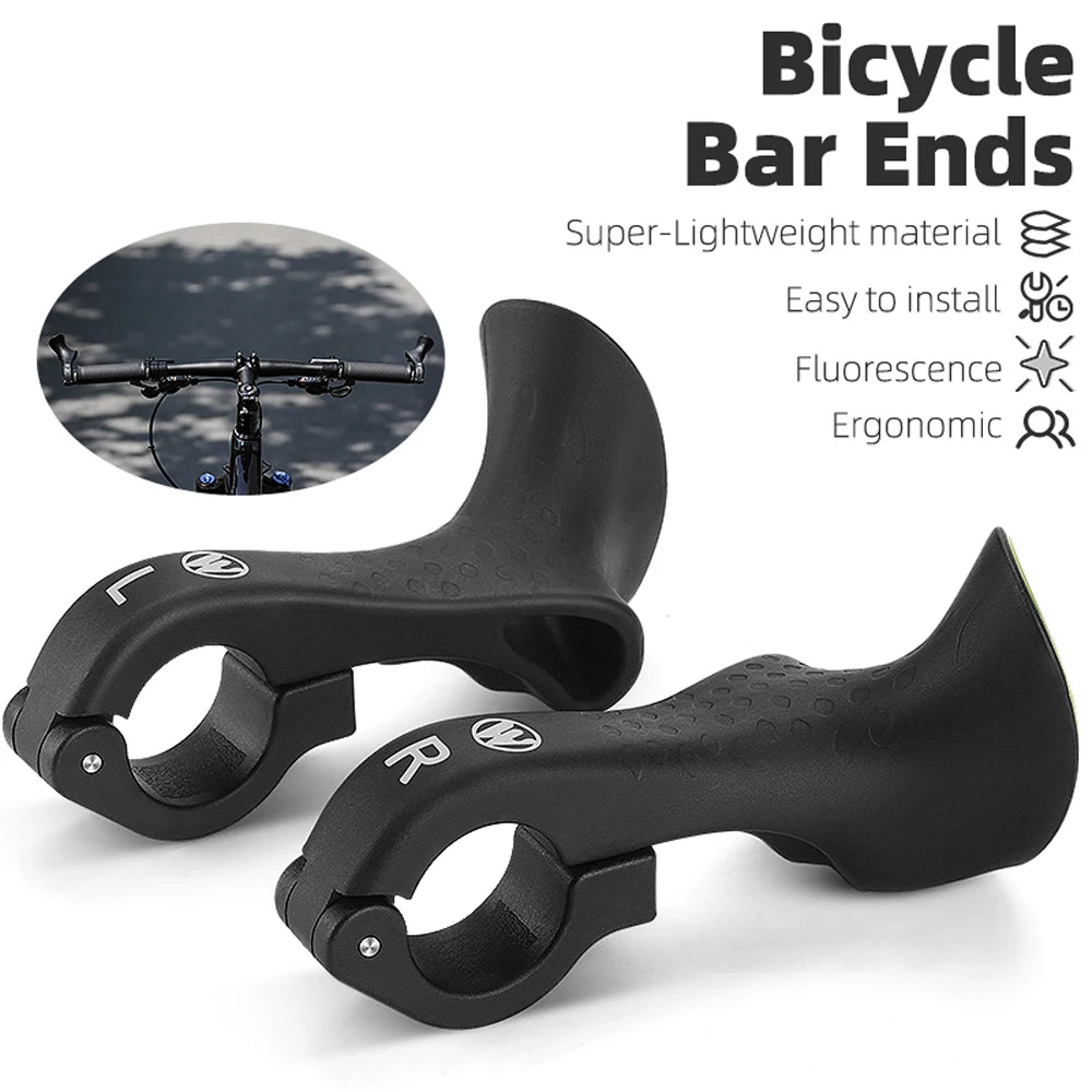 Comfortable Fluorescence Bicycle Bar Ends Ergonomic Design Bike Handlebar Nylon Bicycle Handle Bar Grips Cycle Accessory Qme