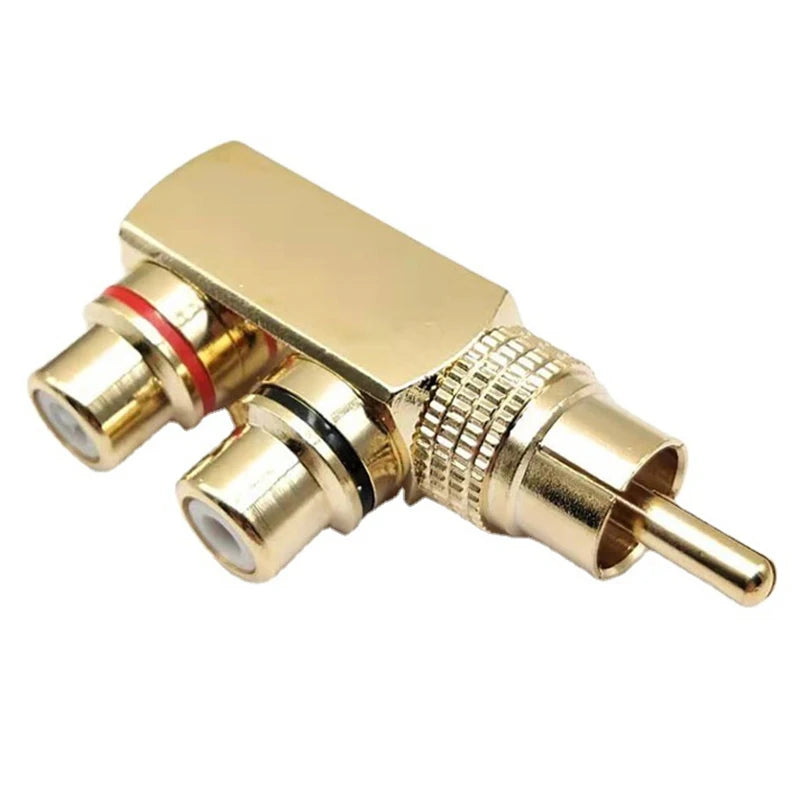 Gold Plated AV Audio Splitter Plug RCA Adapter 1 Male 2 Female F Qme