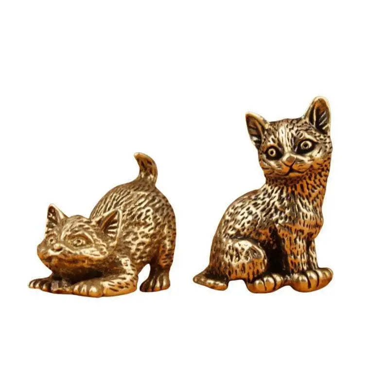 Vintage Brass Cat Ornaments Office Desktop Decoration Ornaments Cat Tea Pets Metal Cat Ornaments Handicrafts HomeDecor Wholesale Qme