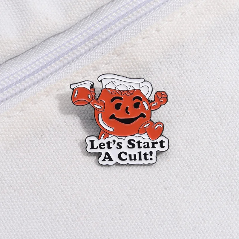 Cartoon Cute Brooch Let's Start A Cult Enamel Pins Funny Metal Decorative Brooch Backpack Lapel Badge Jewelry Wholesale Qme