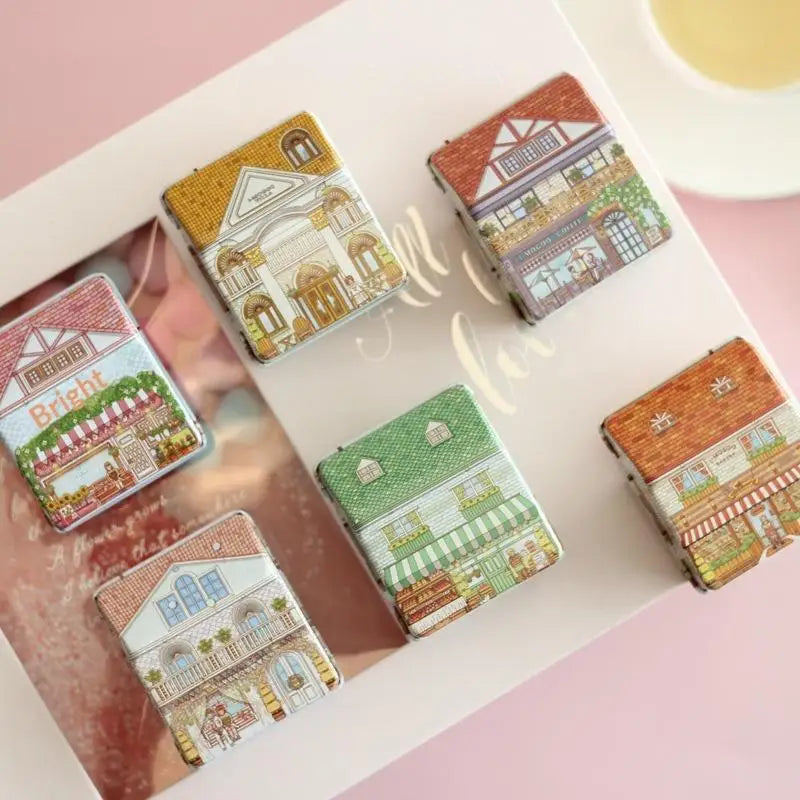 2Pcs Multi-Purpose Organizer Vintage European House-Shaped Metal Storage Box With Hinged Lid For Office Pantry Sealing Container Qme