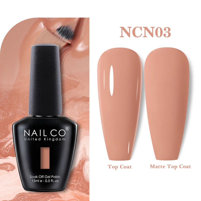 NAILCO Rubber Base Gel Polish Milky Pink Jelly White Beige 6Colors