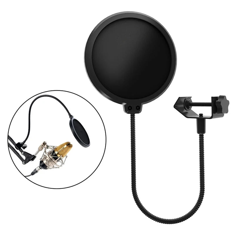 Double Layer Studio Microphone Flexible Wind Screen Sound Filter Qme one size