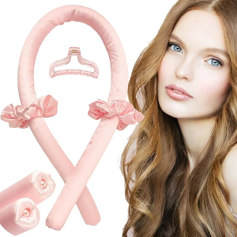 Heatless Curling Rod Headband No Heat Silk Curls Ribbon Hair Rollers Qme