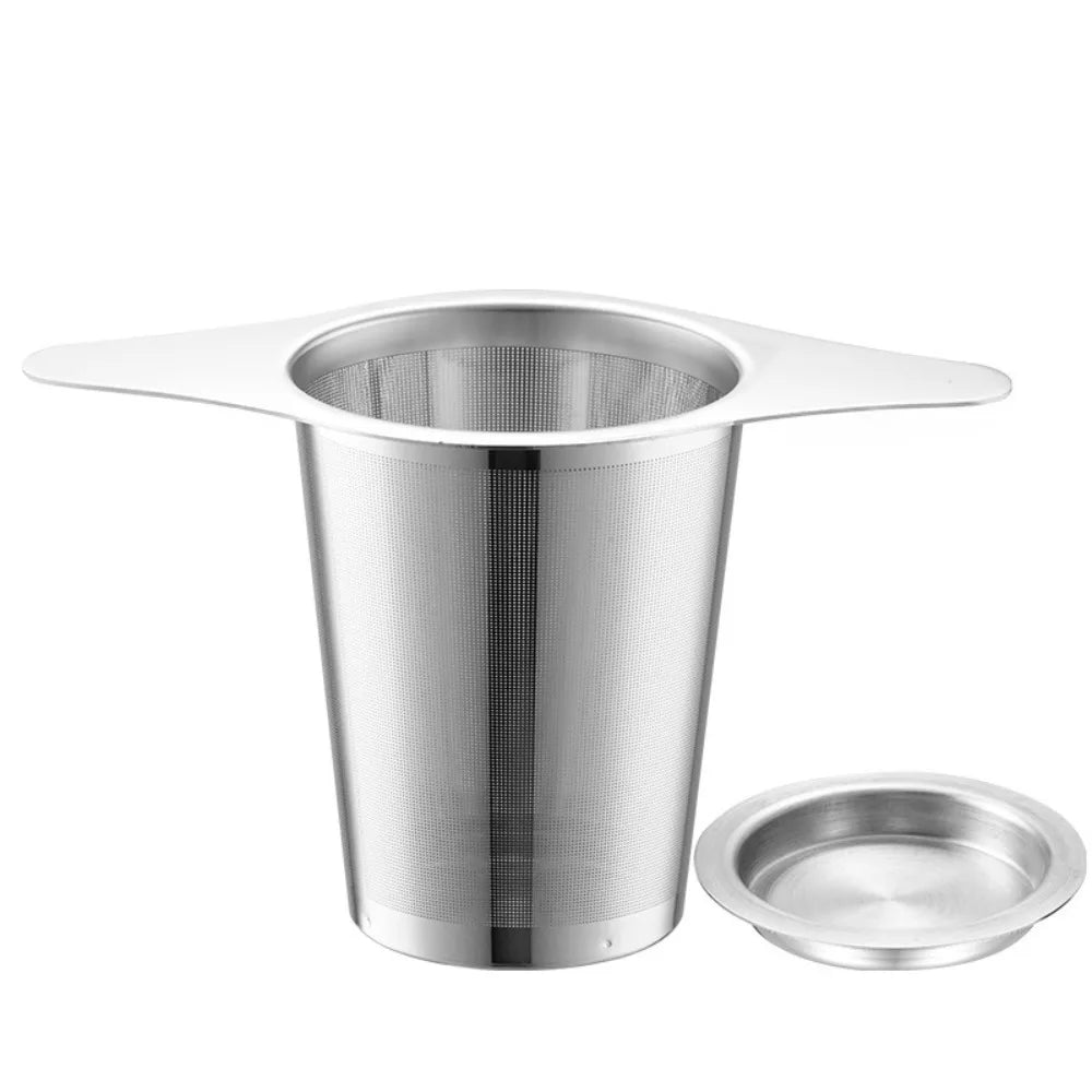 Home Tea Making Accessory 304 Stainless Steel Dual Ear Infuser Double Handle Fine Mesh Filter for Loose Tea Steeping Easily Qme