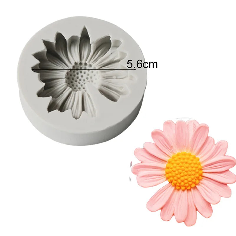 3D Daisy Flower Mold Sun Silicone Aromatherapy Epoxy Soap Candle DIY Qme