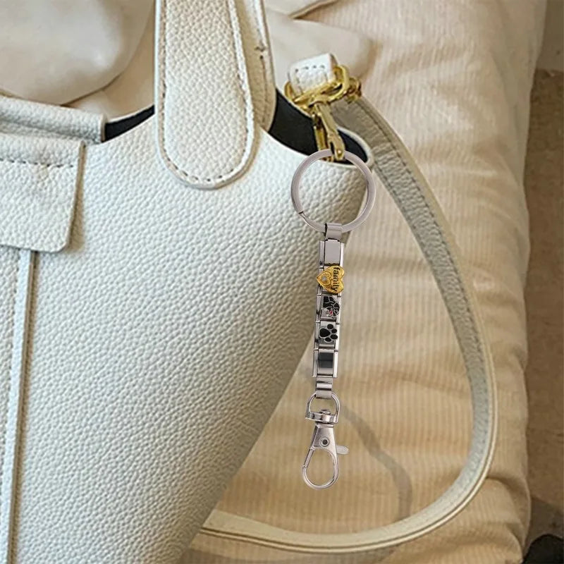 Personalized DIY Making Italian Link Charm Bead Key Chain Creative Decoration Removable Accessories Creative Gifts Silver Color Qme