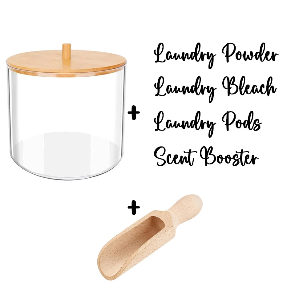 900ml Laundry Powder Container Box with Lid Laundry Room Organizer to Storage Laundry Pods/Scent Booster/Bleach Tablet Qme clear-C