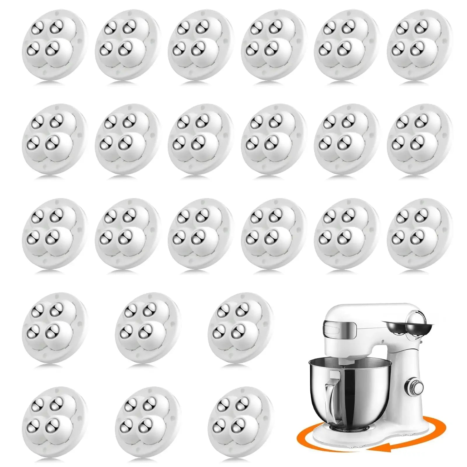 24Pack Self-Adhesive Mini Swivel Casters, 360° Rotatable Universal Wheels, Heavy-Duty Double Ball Bearings for Kitchen Applianc Qme 24pcs-white