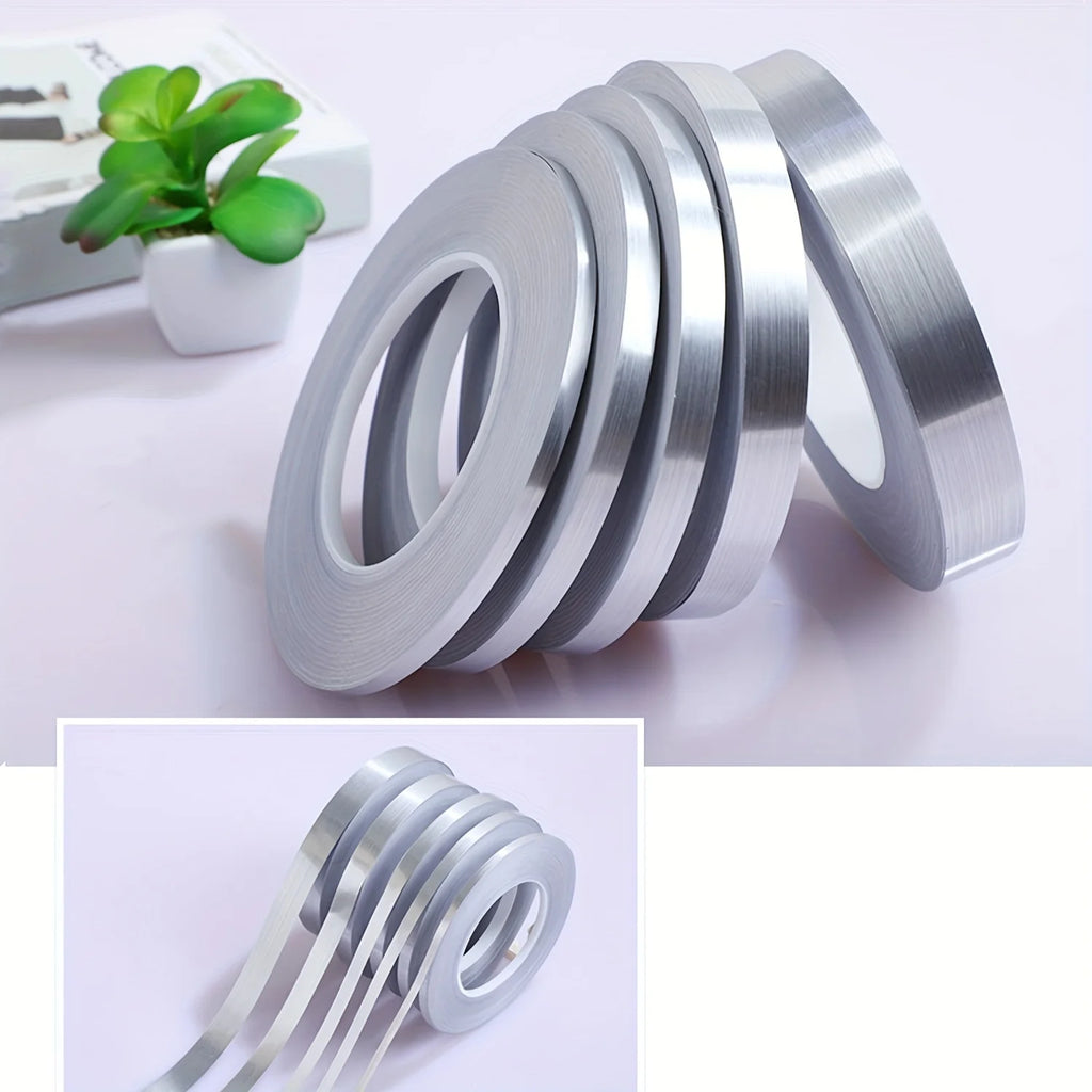 Silver Foil Adhesive Tape for Arts & Crafts, Waterproof and Anti-Mildew Tile Gap Sealing Strip DIY Ceramics Seam Line Ribbon Qme