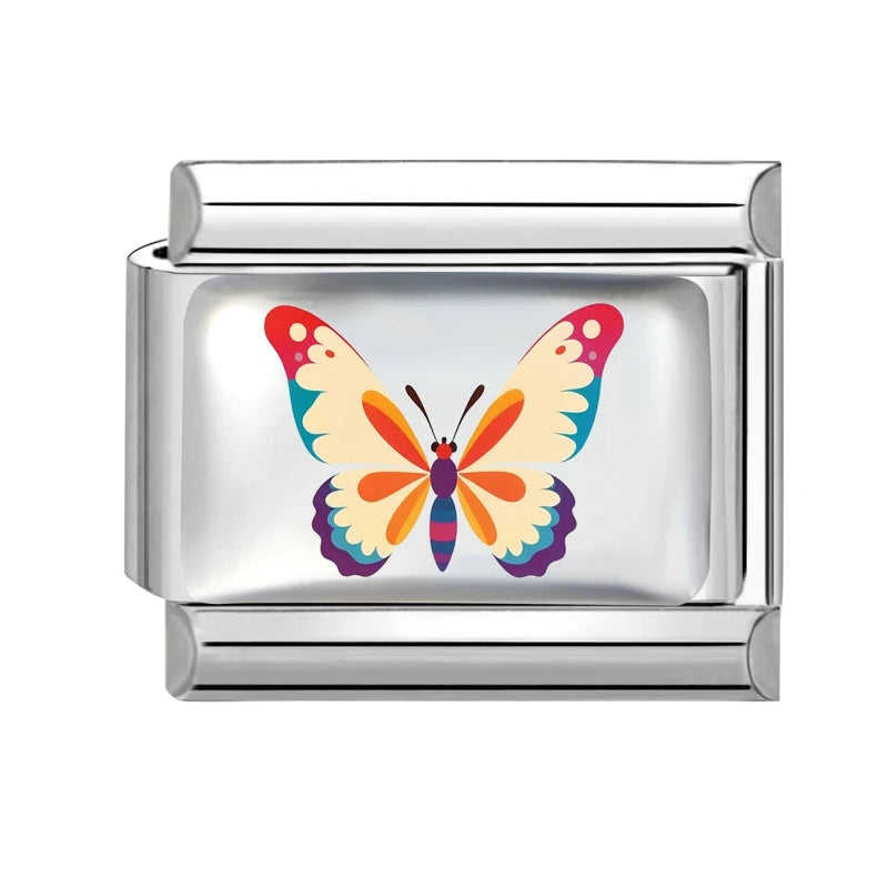 Y2K Attractive Purple Butterfly Colorful Flower Italian Charm Link
