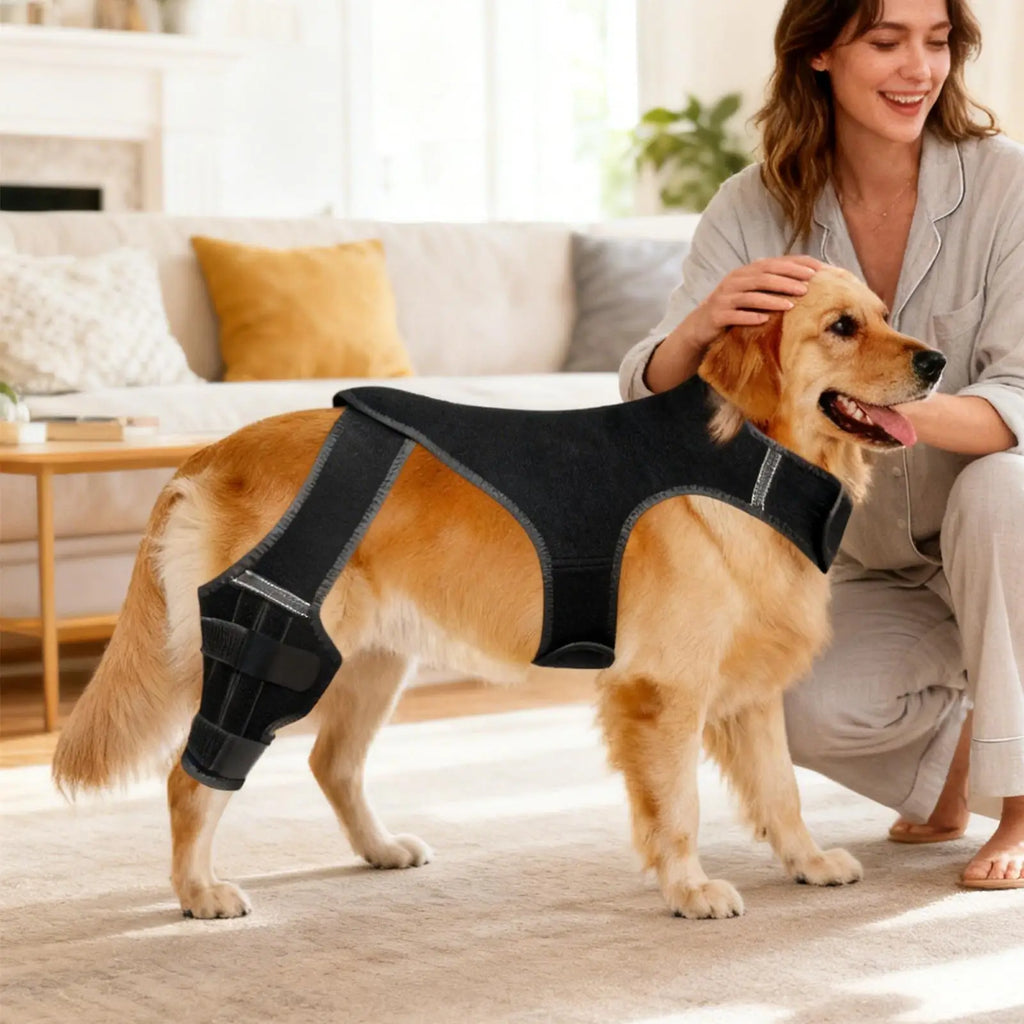 Dog Leg Brace Adjustable Wrap Joint Sleeve with 4 Metal Stabilizers Rear Leg Support for Hiking Exercise Outdoor Activities Park Qme