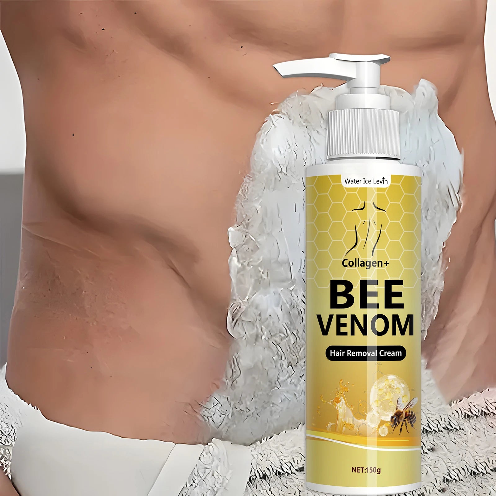 Lemon Bee Venom Hair Removal Cream, Used to Remove Hair from Areas Such as Beards and Underarms, Bikini Areas, with a Gentle Formula Suitable for All Skin Types Qme