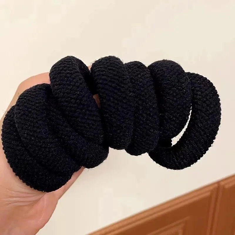 5/10 Mix Color High Elasticity Thickened Versatile Simple Scrunchies, Hair-Friendly (Random Color) Hair Ties Hair Rope Qme 10Pcs-Black